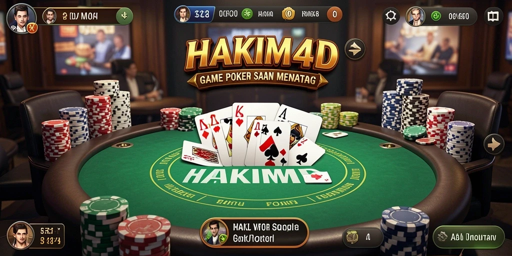 Screenshot HAKIM4D menunjukkan pengalaman gameplay Poker yang mendebarkan.