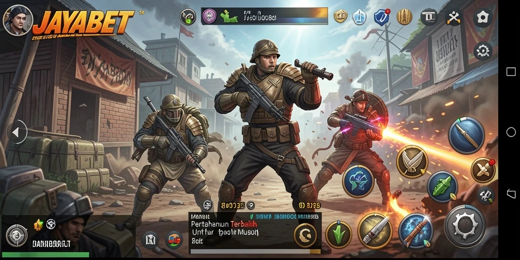 Screenshot utama JAYABET menunjukkan gameplay menunggu serangan musuh.