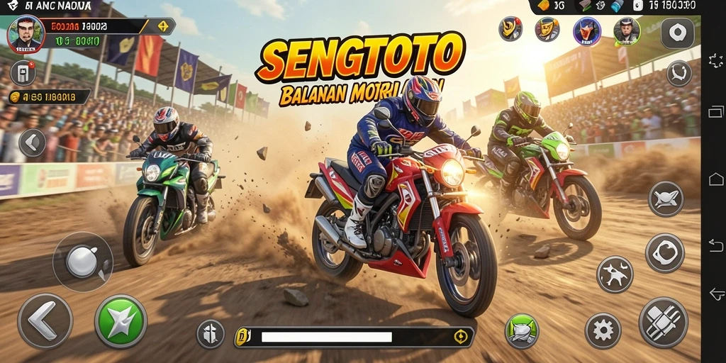 Tampilan gameplay balapan motor yang mendebarkan di SENGTOTO.