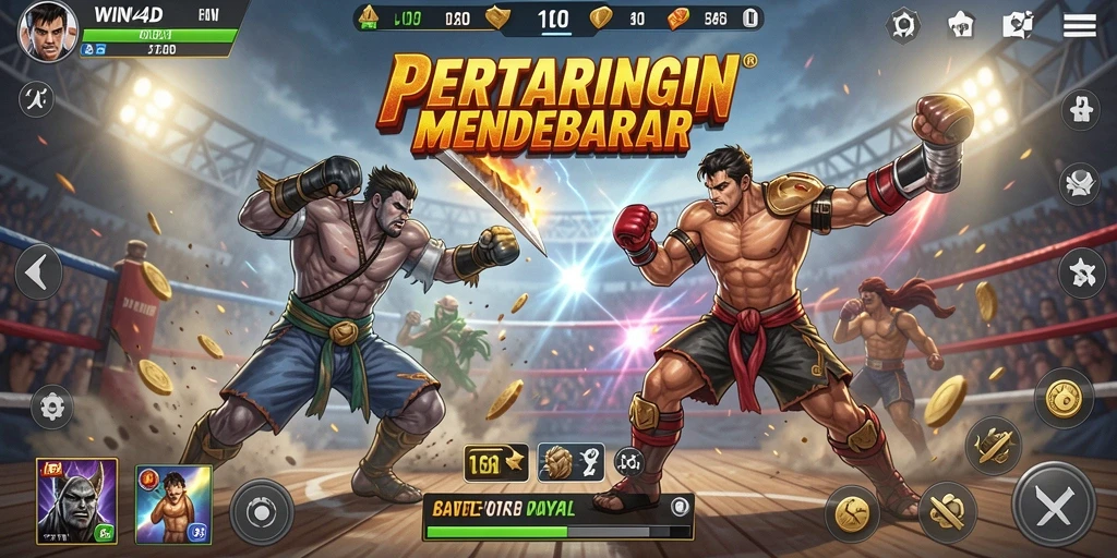 Tangkapan layar gameplay WIN4D menampilkan aksi seru dalam Battle Royale.