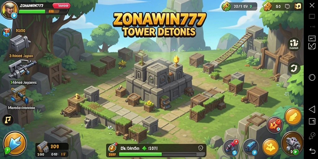 Screenshot gameplay ZONAWIN777 menampilkan aksi seru Tower Defense.